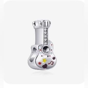 Silver Sparkle Guitar Music Charm